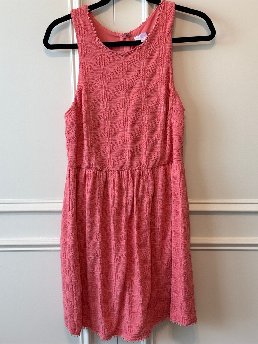 Alya Coral Pink Textured Sleeveless Mini Dress